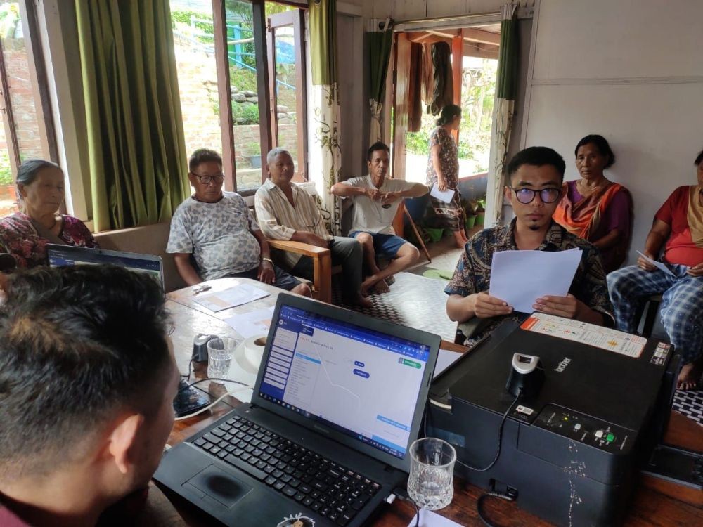 Registration drive for Chief Minister's Health Insurance Scheme (CMHIS) being conducted by 24 Angetyongpang NDPP AC operators, in Angetyongpang area constituency, Mokchung district.